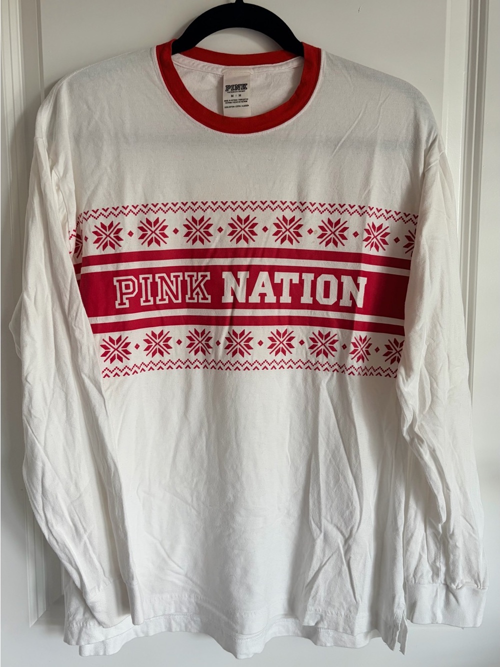 VS PINK Long-Sleeve Red & White Top